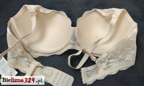 Biustonosz beżowy koronkowy usztywniany