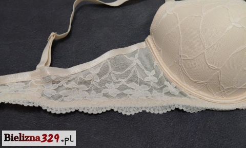 Biustonosz beżowy koronkowy miseczka D