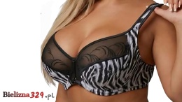 Biustonosz półusztywniany czarno-biała zebra miseczka F