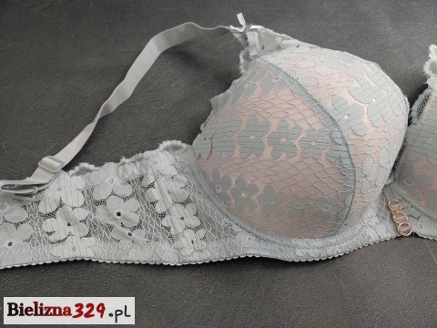 biustonosz szary, miseczka D, push up reka Adama